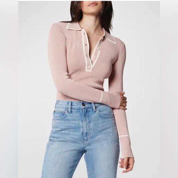 Equipment Tops - Equipment Femme Julianne Piped Polo Pullover Sweater Size S